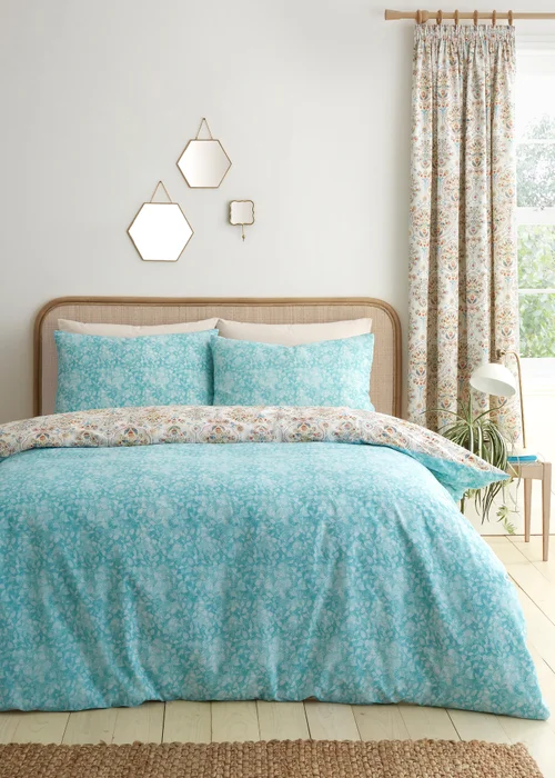 Dreams & Drapes Edena Decorative Floral Reversible Natural Duvet Cover Set - Single Image 4