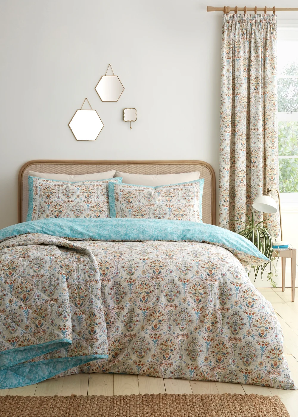 Dreams & Drapes Edena Decorative Floral Reversible Natural Duvet Cover Set - Single Image 5