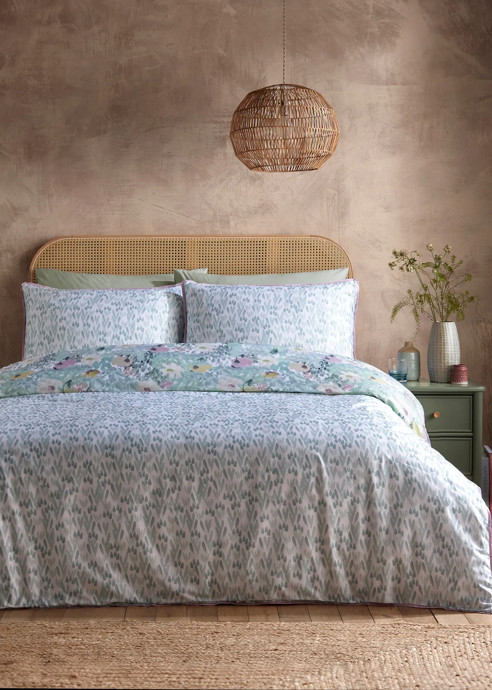 Appletree Abstract Floral Reversible Green Duvet Cover Set - Double Image 4