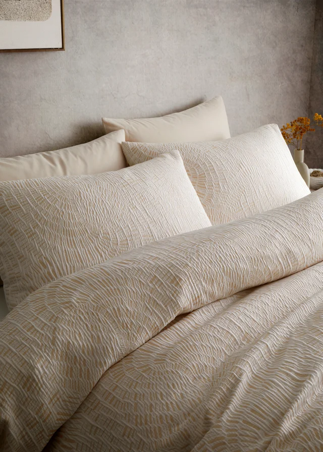 Appletree Fossil Jacquard Reversible Natural Duvet Cover Set