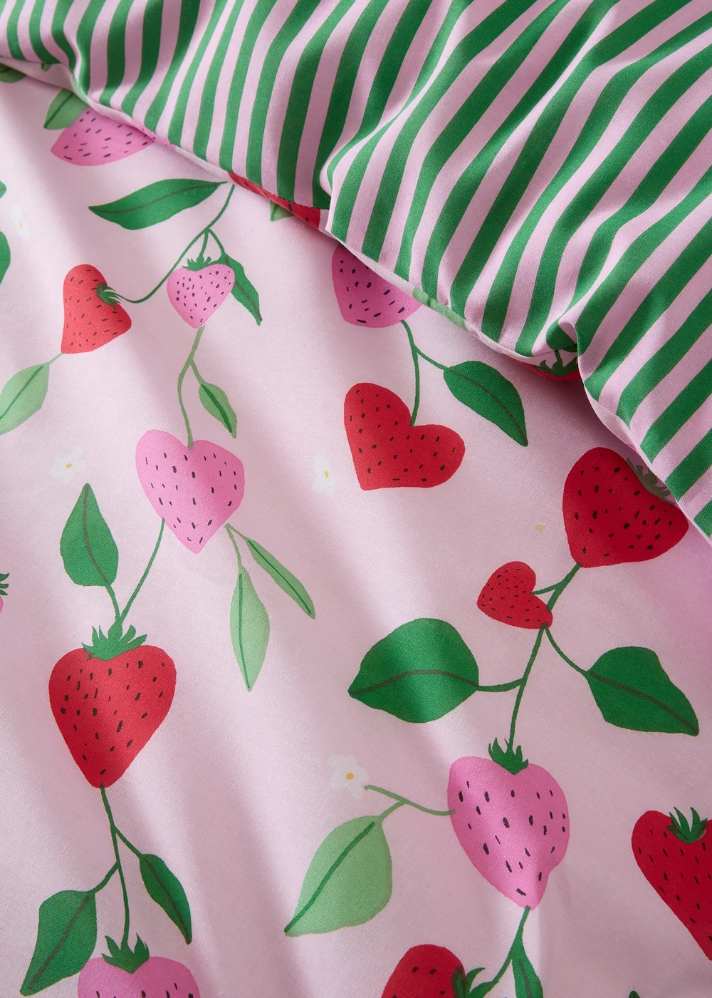 Bedlam Fun Strawberries Digitally Printed Pink Duvet Cover Set - Single Image 6