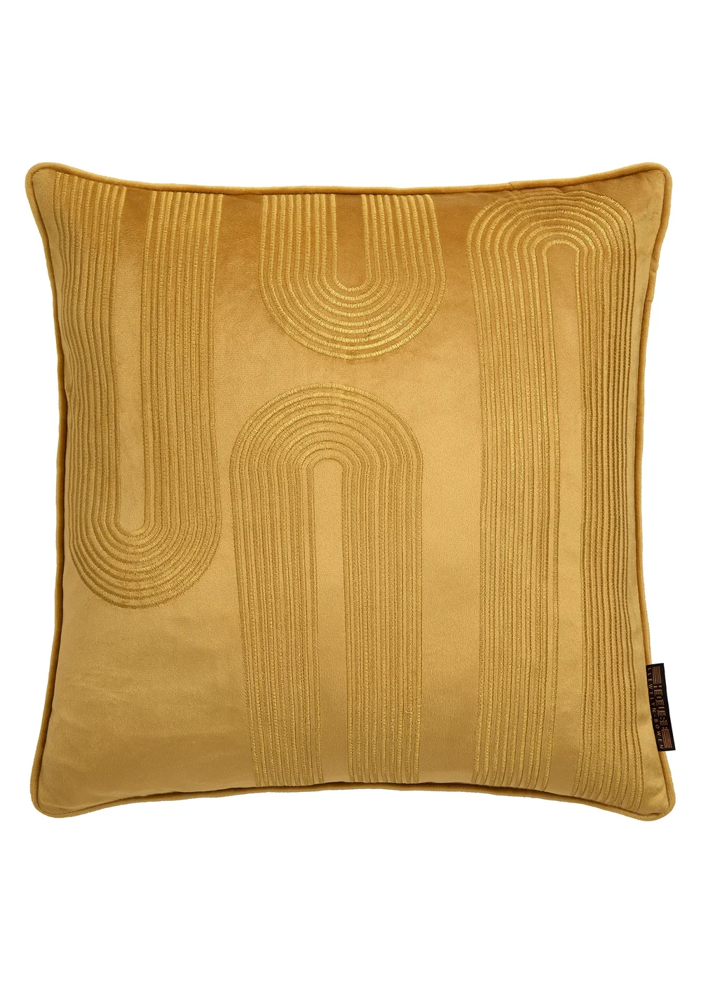 Laurence Llewelyn-Bowen Diva Embroidery Velvet Ochre Filled Cushion - 43W X 43D Image 2