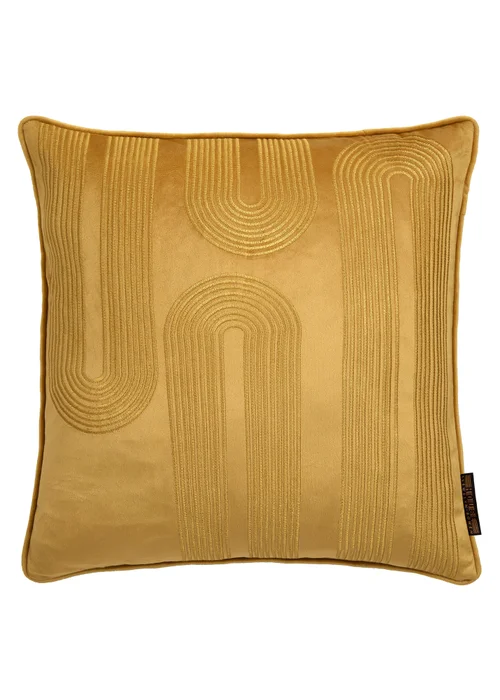 Laurence Llewelyn-Bowen Diva Embroidery Velvet Ochre Filled Cushion - 43W X 43D Image 2