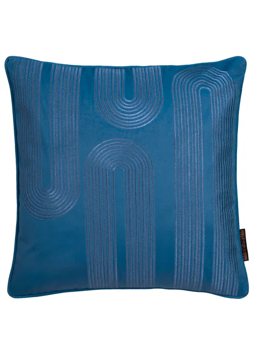 Laurence Llewelyn-Bowen Diva Embroidery Velvet Teal Filled Cushion - 43W X 43D Image 2