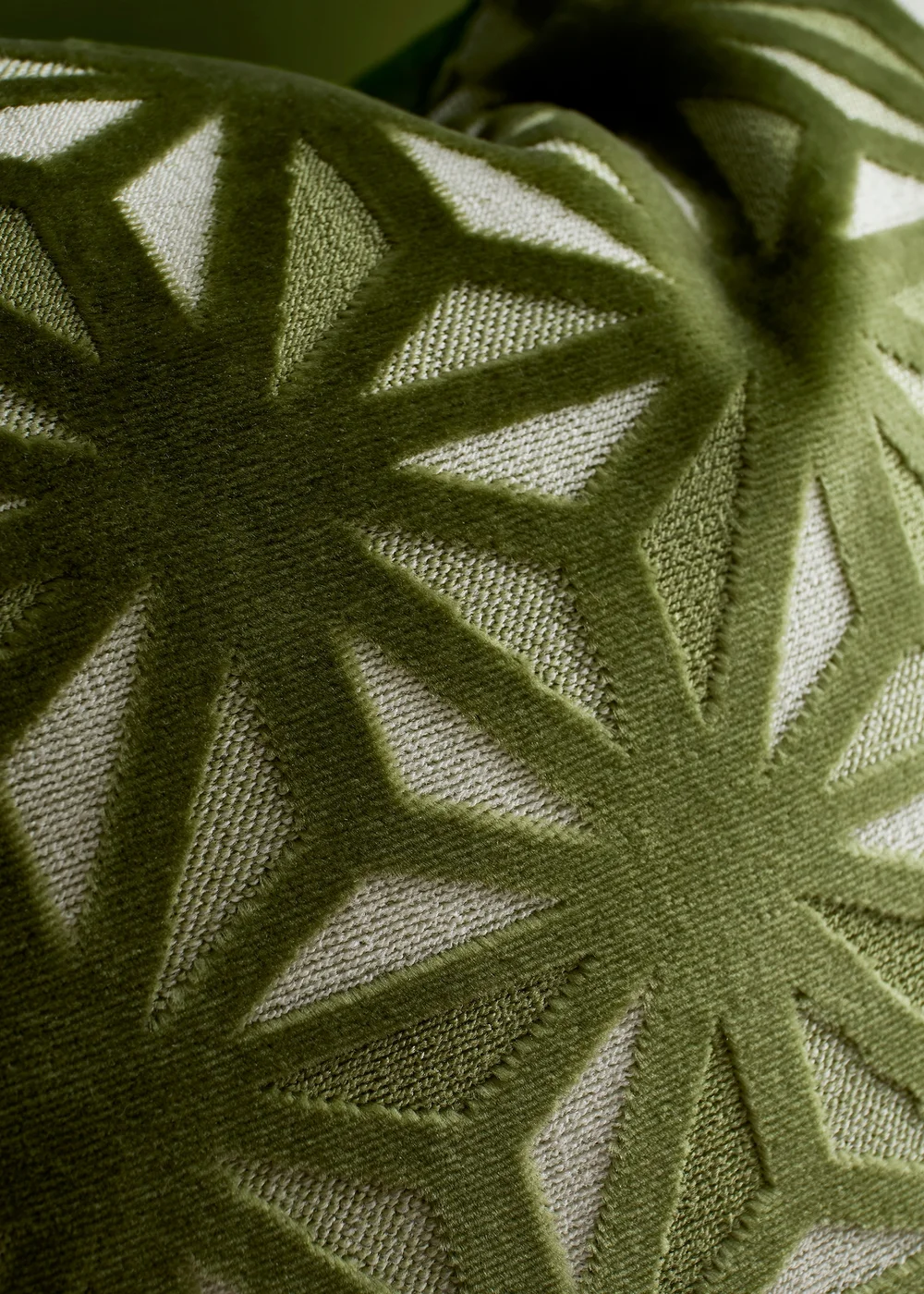 Appletree Star Geo Velvet Green Filled Cushion - 43W X 43D Image 2