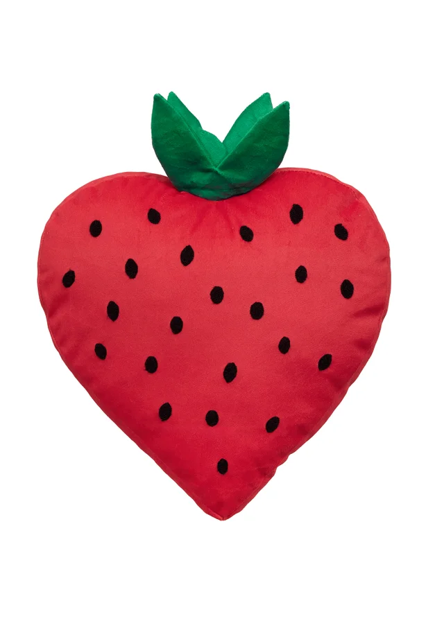 Bedlam Strawberry Velvet Red Shaped Cushion