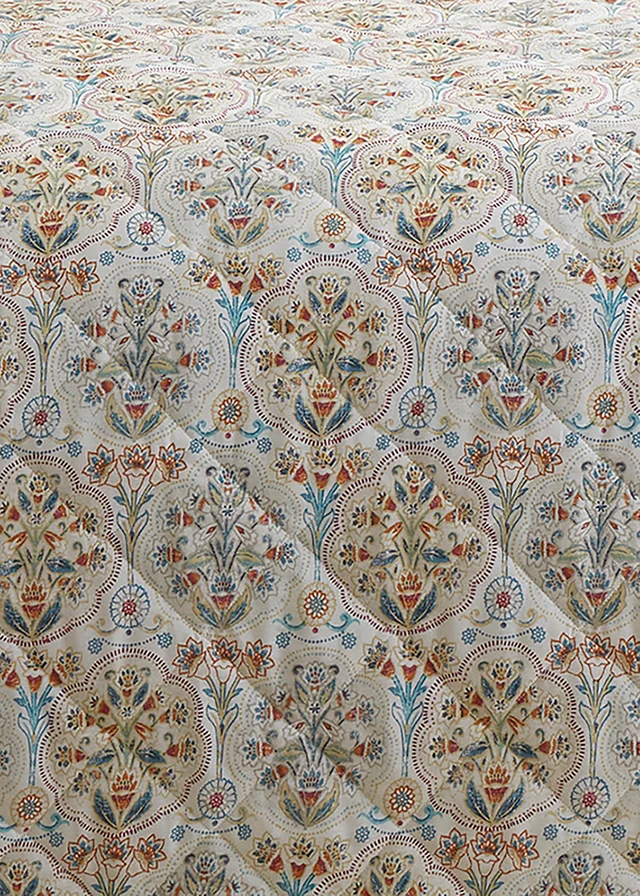 Dreams & Drapes Edena Decorative Floral Quilted Natural Bedspread