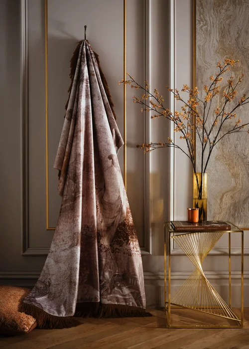 Laurence Llewelyn-Bowen Venus Primavera Velvet Natural Throw - 130 x 180cm Image 1