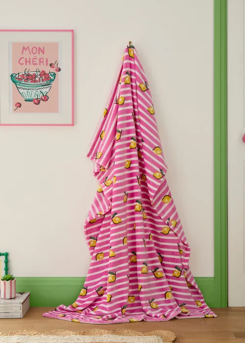 Fusion Summer Fruits Super Soft Pink Throw - 120 X 150 Image 1