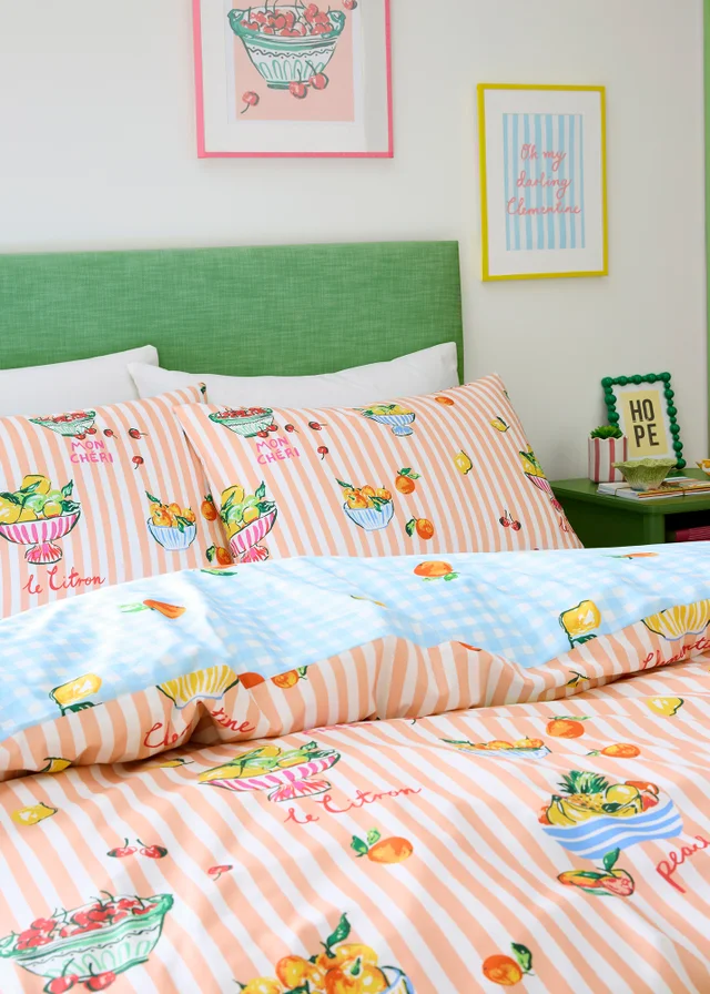 Fusion Summer Fruits Reversible Multi Colour Duvet Cover Set