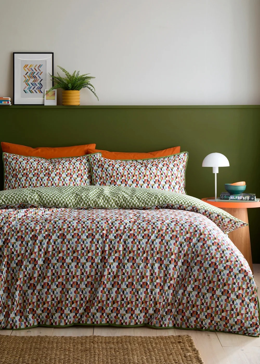 Appletree Star Geo Reversible Natural Duvet Cover Set - Single Image 1