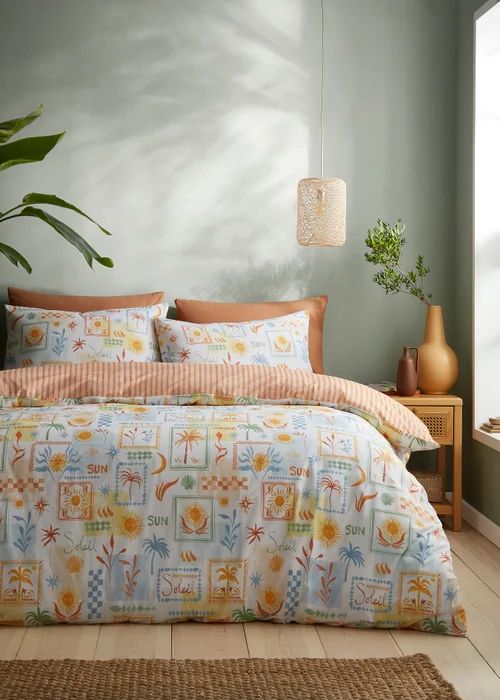 Fusion Soleil Reversible Multi Colour Duvet Cover Set - Single Image 1