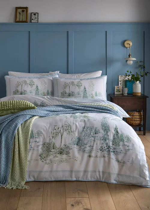 Appletree Willow Tree Scene Reversible Blue Duvet Cover Set - Double Image 5