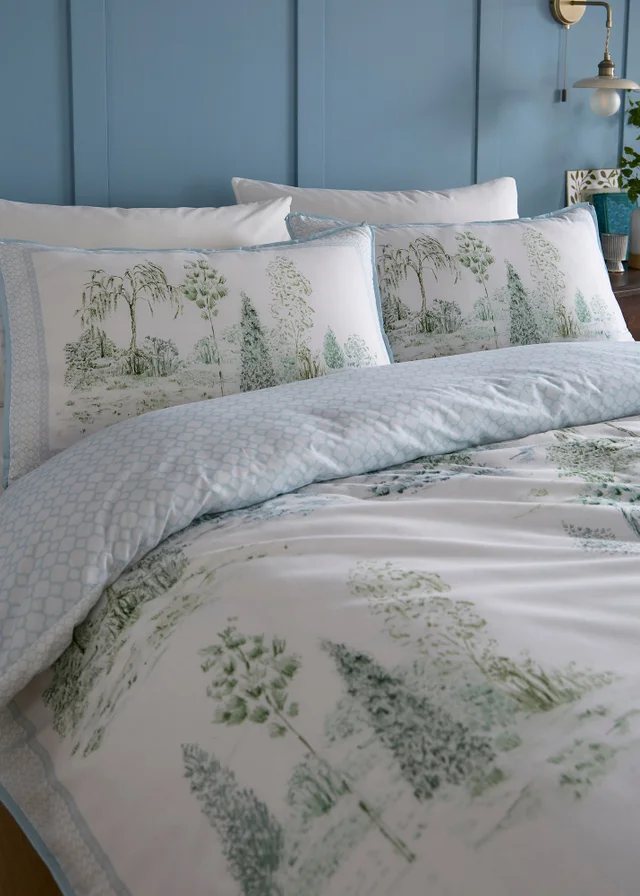 Appletree Willow Tree Scene Reversible Blue Duvet Cover Set