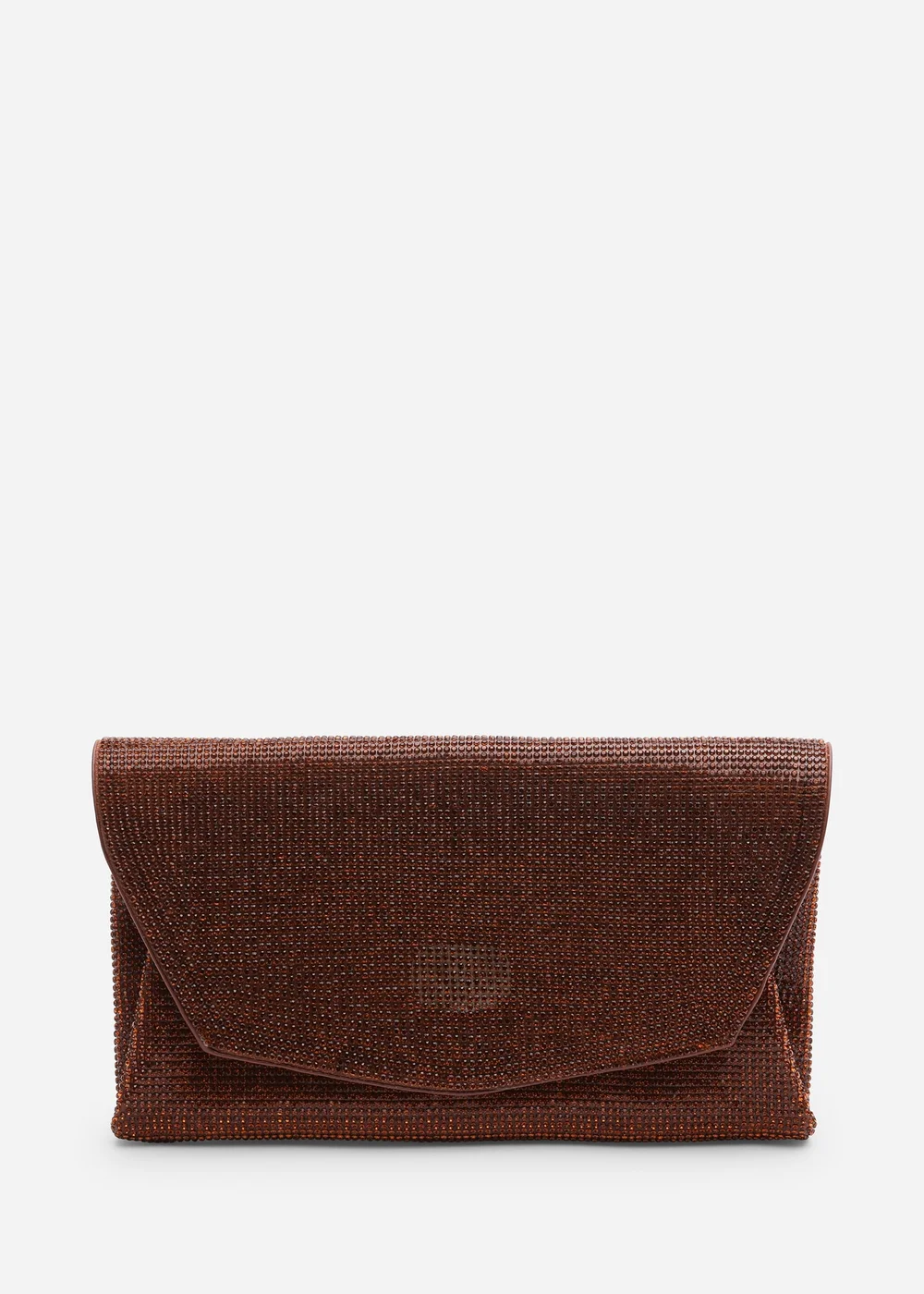 Where's That From Womens Latte Dark Brown Shimmering Textured Envelope Crossbody Bag with Chain - One Size Image 1