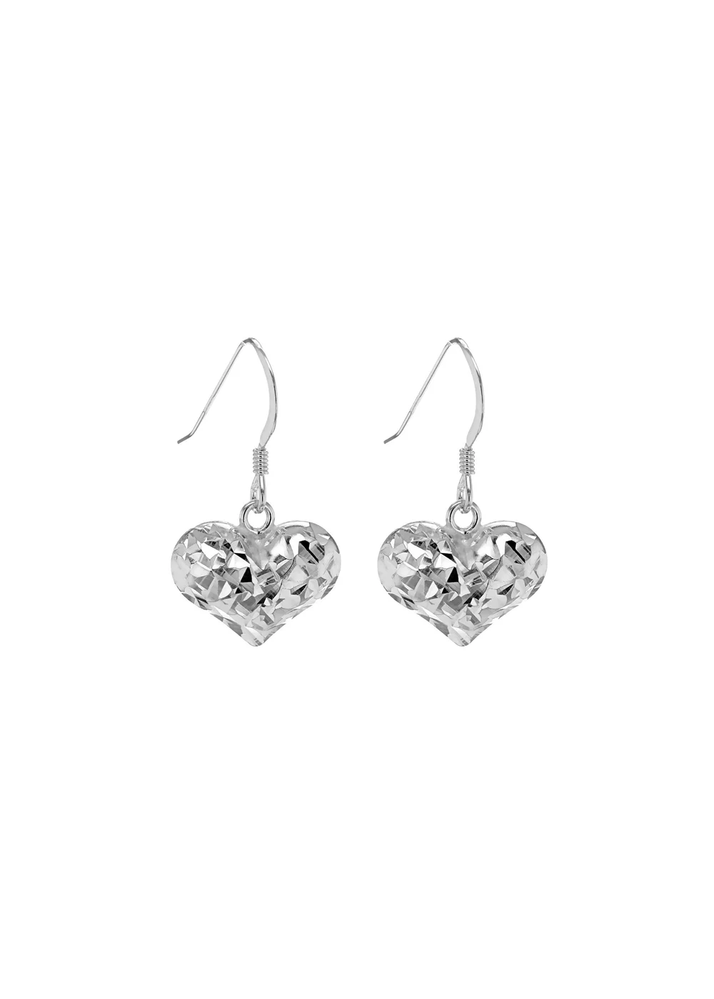Golden Moments Sterling Silver Faceted Heart Drop Earrings - One Size Image 1