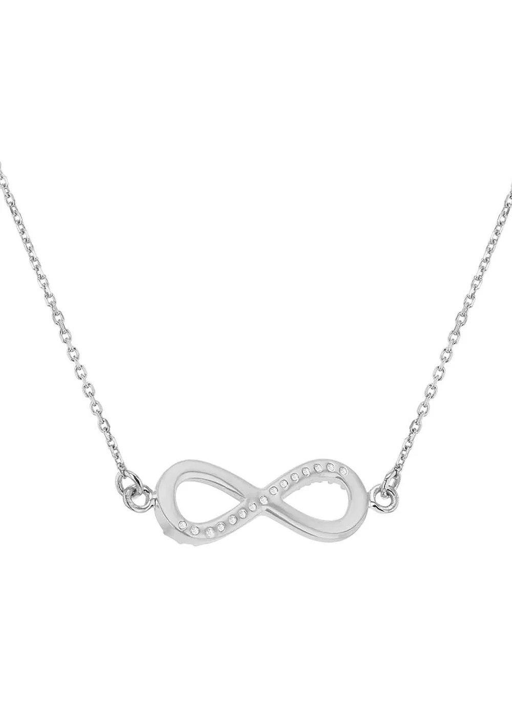 Golden Moments Sterling Silver Rhodium Plated CZ Infinity Necklace - One Size Image 1