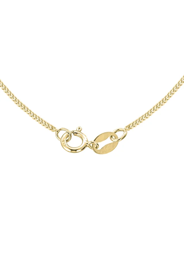 Golden Moments Sterling Silver Yellow Gold Plated Hammered Disc Pendant On Curb Chain