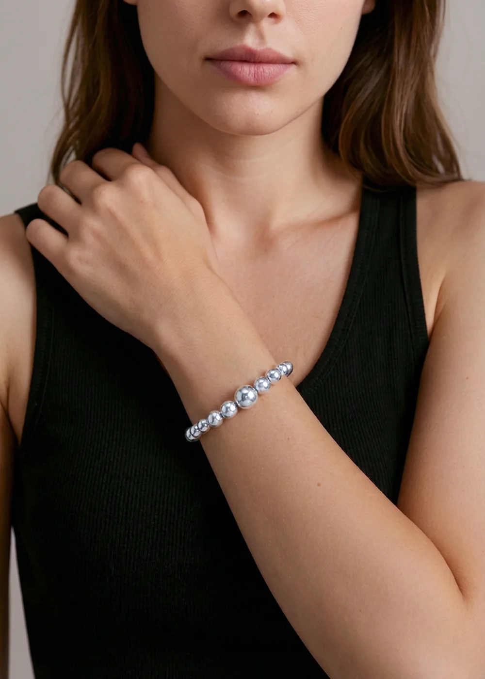 Golden Moments Sterling Silver Graduated Beads Bracelet - One Size Image 3