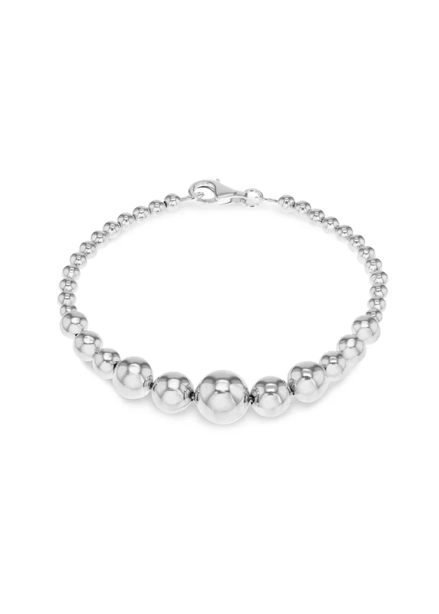 Golden Moments Sterling Silver Graduated Beads Bracelet