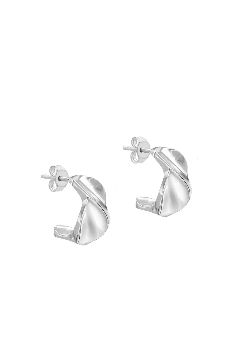Golden Moments Sterling Silver Twisted Huggy Earrings - One Size Image 1