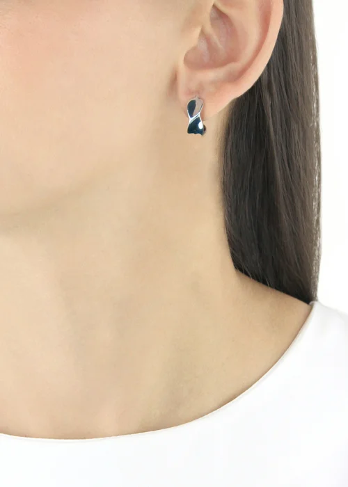 Golden Moments Sterling Silver Twisted Huggy Earrings - One Size Image 3