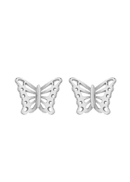 Golden Moments Sterling Silver Rhodium Plated Butterfly Stud Earrings - One Size Image 1