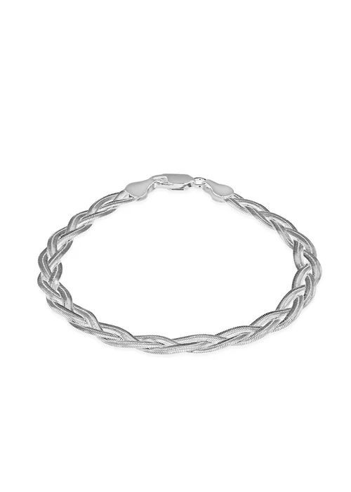Golden Moments Sterling Silver Plait Flexible Herringbone Bracelet - One Size Image 1