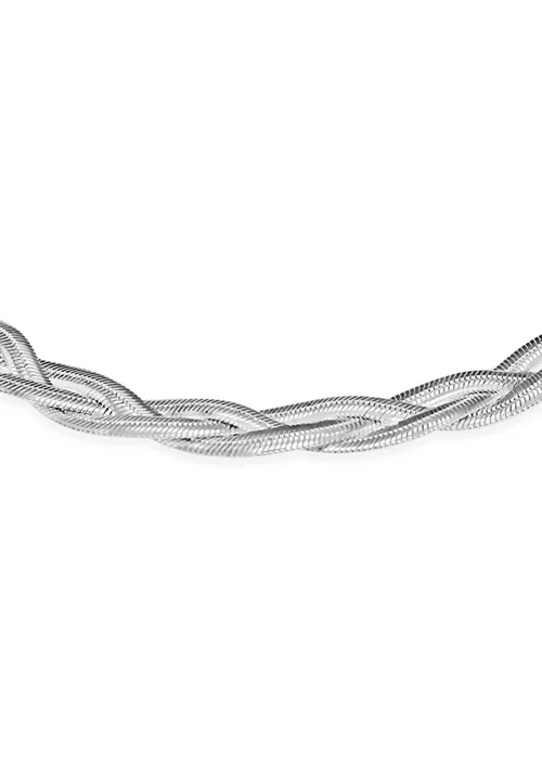 Golden Moments Sterling Silver Plait Flexible Herringbone Bracelet - One Size Image 2