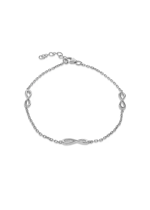 Golden Moments Sterling Silver Rhodium Plated Three Infinity Adjustable Bracelet - One Size Image 1