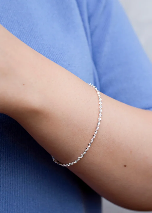 Golden Moments Sterling Silver Twisted Herringbone Bracelet
