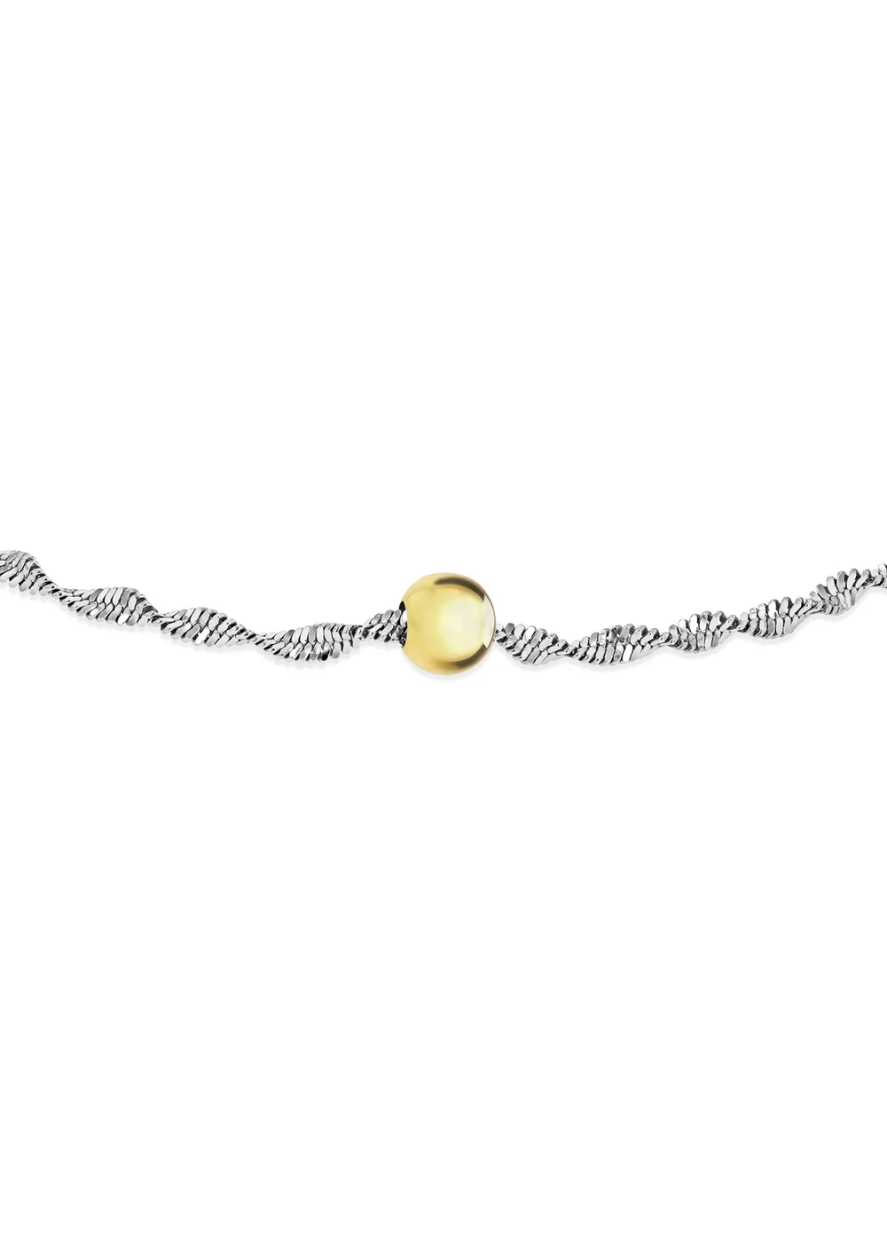 Golden Moments Sterling Silver Gold Plated Ball & Twist Curb Chain Bracelet - One Size Image 2