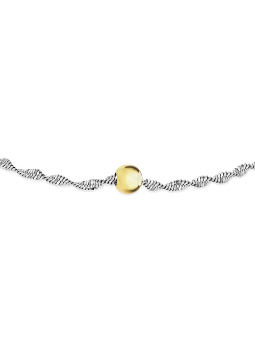 Golden Moments Sterling Silver Gold Plated Ball & Twist Curb Chain Bracelet - One Size Image 2