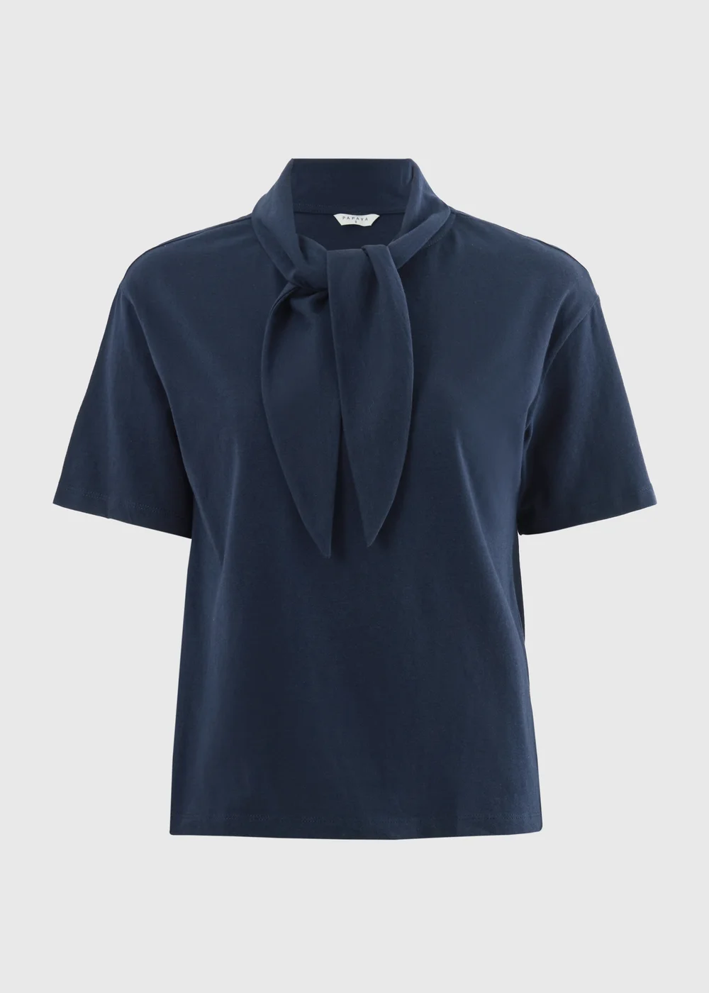 Navy Scarf Neck T-Shirt - 20 Image 2