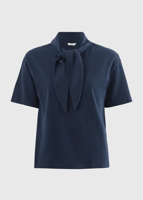 Navy Scarf Neck T-Shirt - 20 Image 2