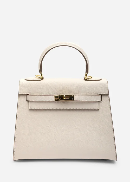 Where's That From Womens Lluvia Top Handle Satchel Mini Tote Bag with Turn-Lock Closure in Cream - One Size Image 5