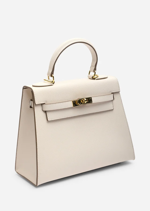 Where's That From Womens Lluvia Top Handle Satchel Mini Tote Bag with Turn-Lock Closure in Cream