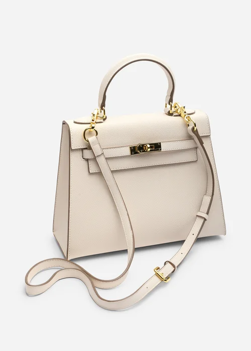 Where's That From Womens Lluvia Top Handle Satchel Mini Tote Bag with Turn-Lock Closure in Cream - One Size Image 4