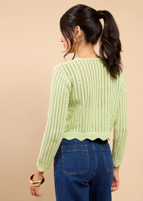 Little Mistress Sage Crochet Rosette Detail Cardigan - S Image 2
