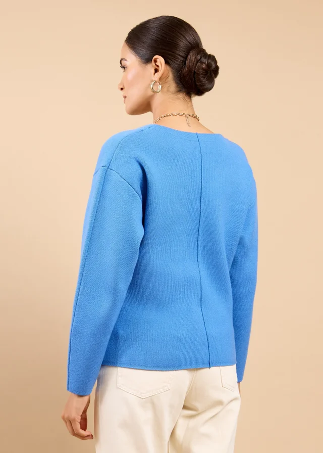 Little Mistress Blue Button Detail Knit Cardigan
