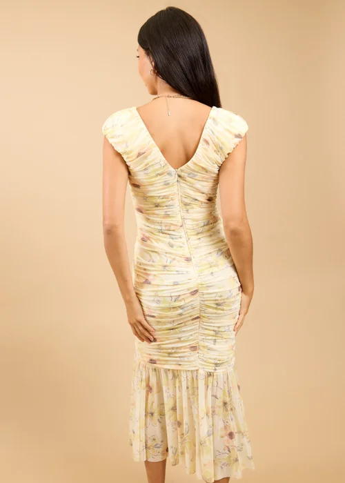 Little Mistress Yellow Floral Print Ruched Midaxi Dress - 14 Image 2