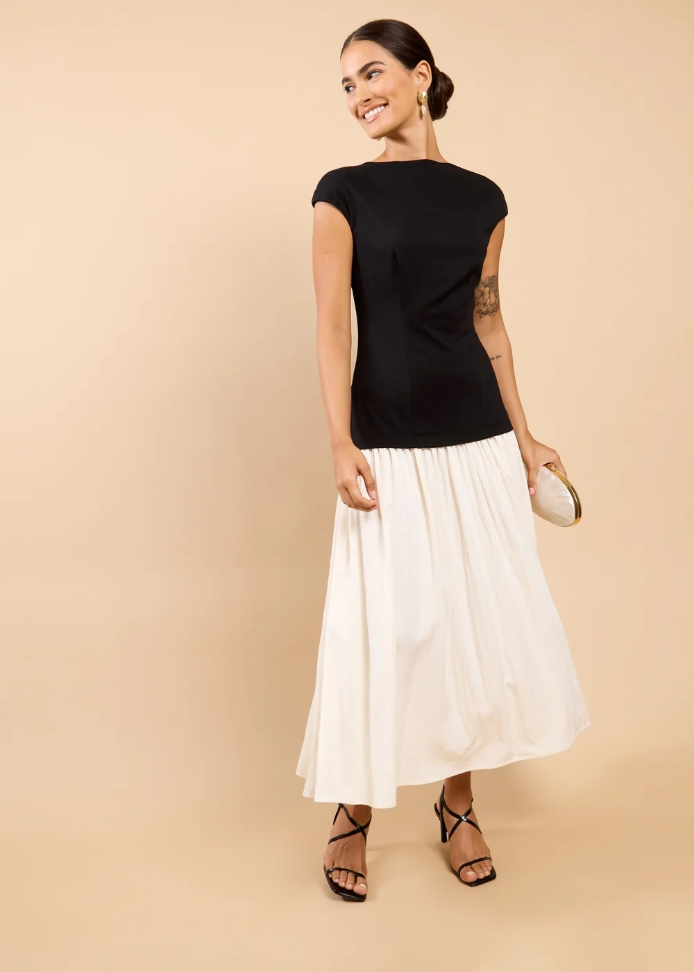 Little Mistress Monochrome Dropped Waist Maxi Dress - 8 Image 1