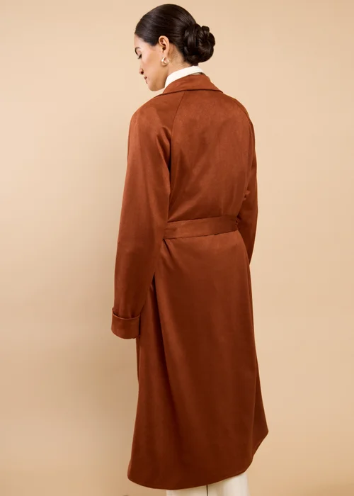 Little Mistress Brown Suedette Trench Coat - M Image 2