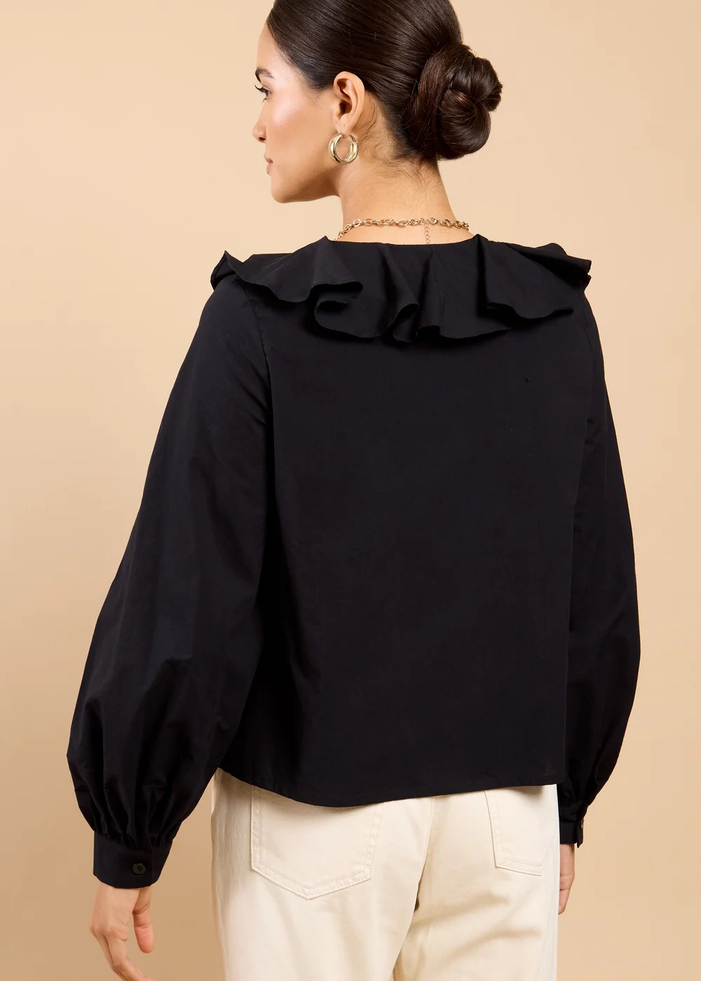 Little Mistress Black Embroidered Frill Top - L Image 2