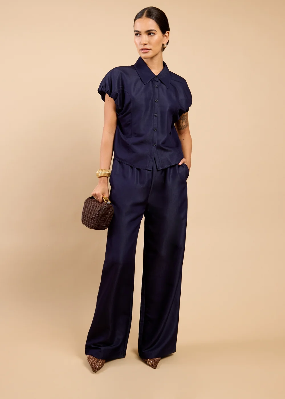 Little Mistress Indigo Denim Wide Leg Trouser - 14 Image 1
