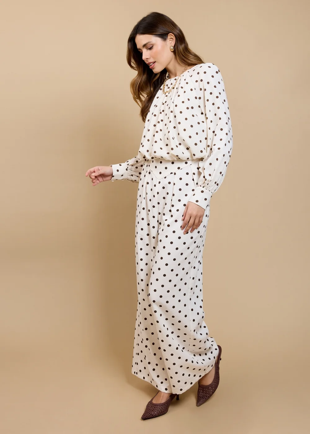 Little Mistress Polka Dot Wide Leg Trousers - 14 Image 1