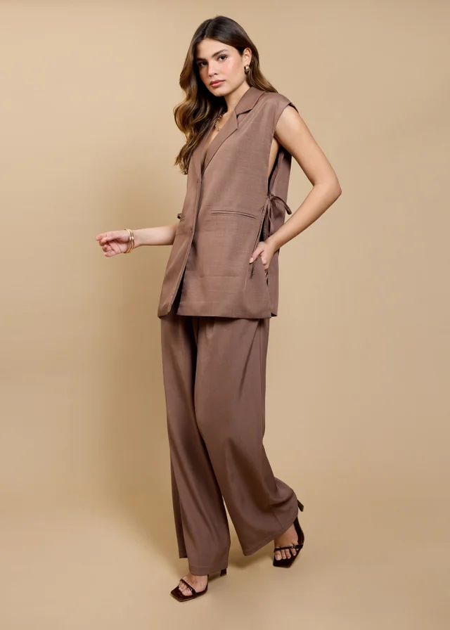 Little Mistress Mink Wide Leg Trousers