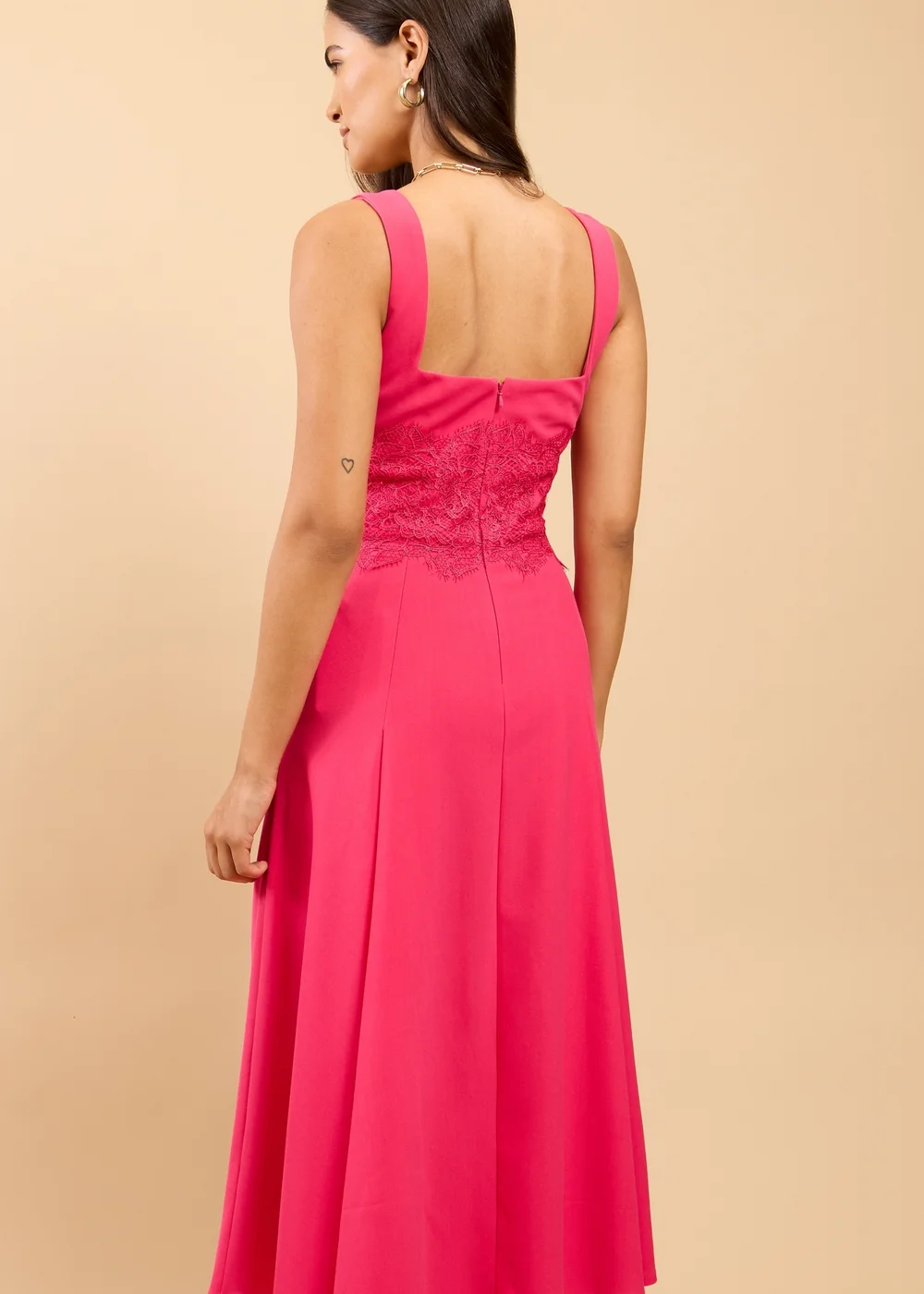 Little Mistress Pink Lace Detail Midaxi Dress - 16 Image 2