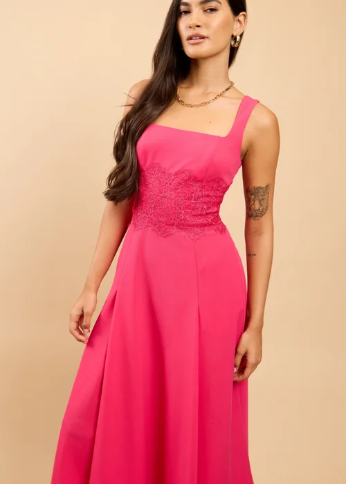 Little Mistress Pink Lace Detail Midaxi Dress - 16 Image 4