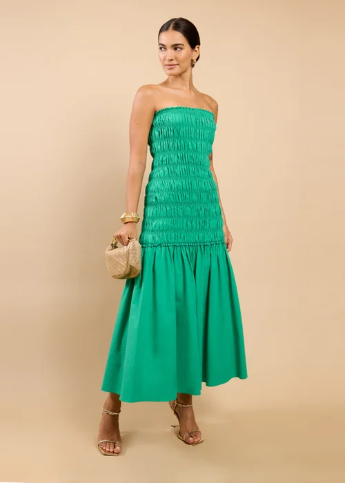 Little Mistress Green Bandeau Dropped Waist Maxi Dress - 12 Image 1